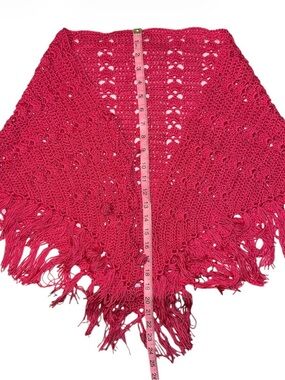 Hand Knit | Accessories | Handmade Fuchsia Pink Crochet Lace Triangle ...
